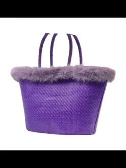 Kiara Shoes Borsa in Raffia Lilla con...