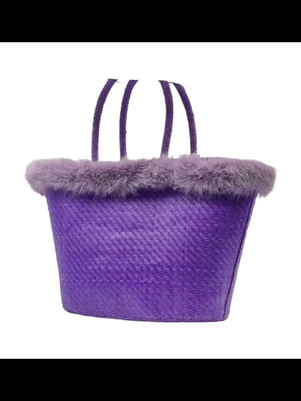 Kiara Shoes Borsa in Raffia Lilla con...