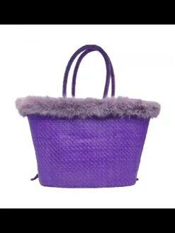 Kiara Shoes Borsa in Raffia Lilla con...
