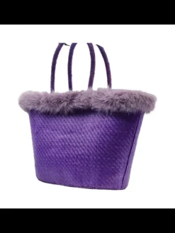 Kiara Shoes Borsa in Raffia Lilla con...