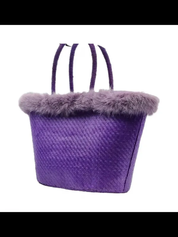 Kiara Shoes Borsa in Raffia Lilla con...