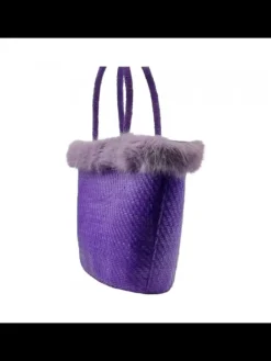 Kiara Shoes Borsa in Raffia Lilla con...