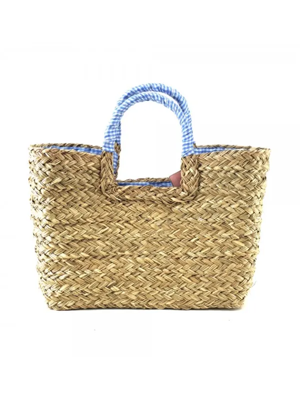 Kiara Shoes BORSA IN VIMINI INTRECCIATA... Turchese Outlet
