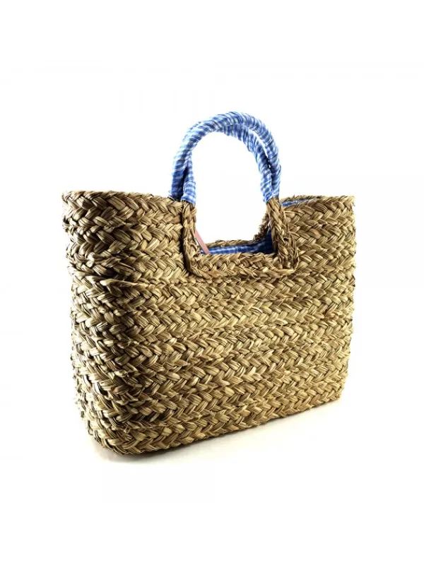 Kiara Shoes BORSA IN VIMINI INTRECCIATA... Turchese Outlet