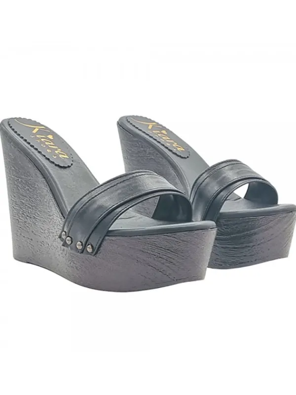 Kiara Shoes CALZATURA A ZEPPA NERA Nero
