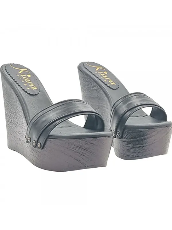 Kiara Shoes CALZATURA A ZEPPA NERA Nero