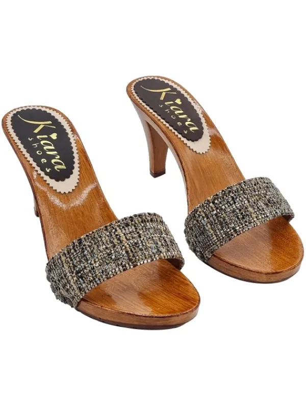 Kiara Shoes MULES CON FASCIA TWEED... Marrone Online