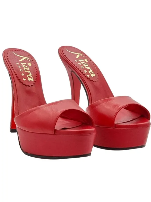 Kiara Shoes SABOT IN VERA PELLE ... Rosso Sale