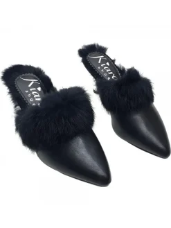 Kiara Shoes SABOT CON PELLICCIOTTO Nero Clearance