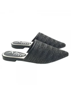 Kiara Shoes SABOT IN RAFIA Nero Outlet