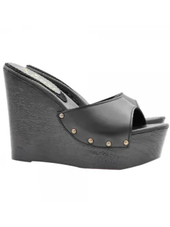 Kiara Shoes SANDALI A ZEPPA NERI IN... Nero Clearance