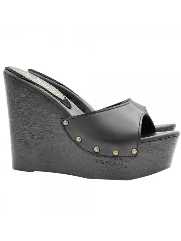 Kiara Shoes SANDALI A ZEPPA NERI IN... Nero Clearance