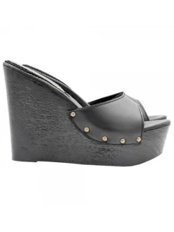 Kiara Shoes SANDALI A ZEPPA NERI IN... Nero Clearance