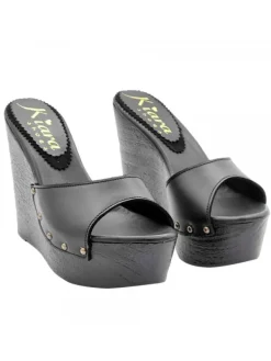 Kiara Shoes SANDALI A ZEPPA NERI IN... Nero Clearance