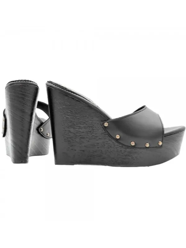 Kiara Shoes SANDALI A ZEPPA NERI IN... Nero Clearance