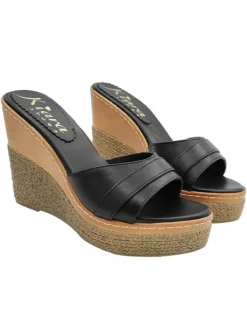 Kiara Shoes SANDALI A ZEPPA NERI IN... Nero New