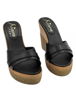 Kiara Shoes SANDALI A ZEPPA NERI IN... Nero New