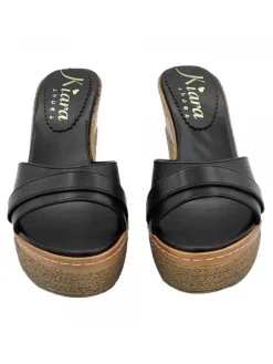 Kiara Shoes SANDALI A ZEPPA NERI IN... Nero New