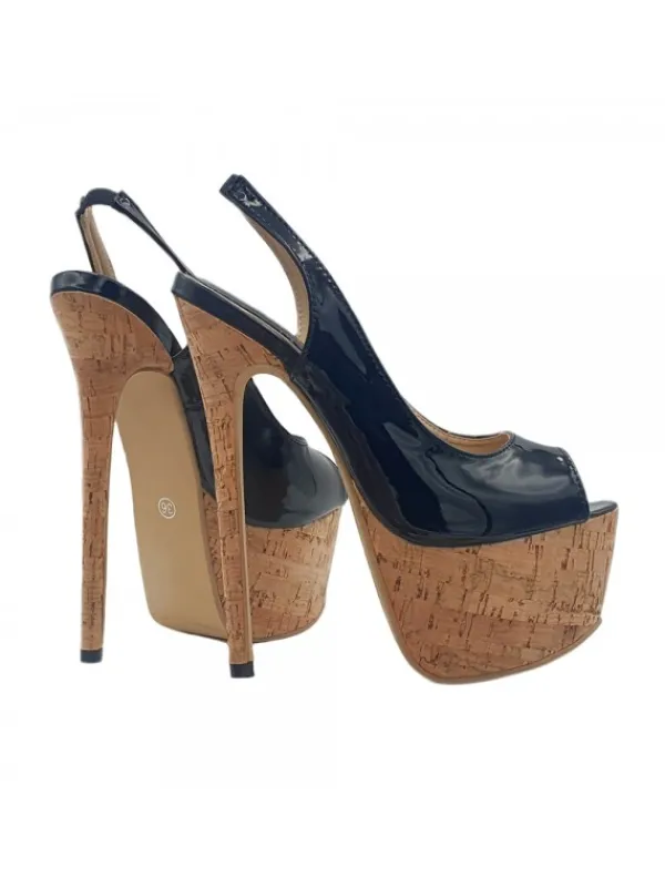 Kiara Shoes SANDALI ALTI IN SUGHERO... Nero