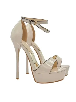 Kiara Shoes SANDALI ALTI IN VERNICE... Beige Hot