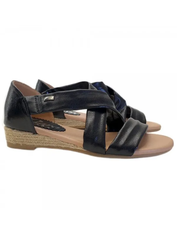 Kiara Shoes SANDALI BASSI NERI CON... Nero