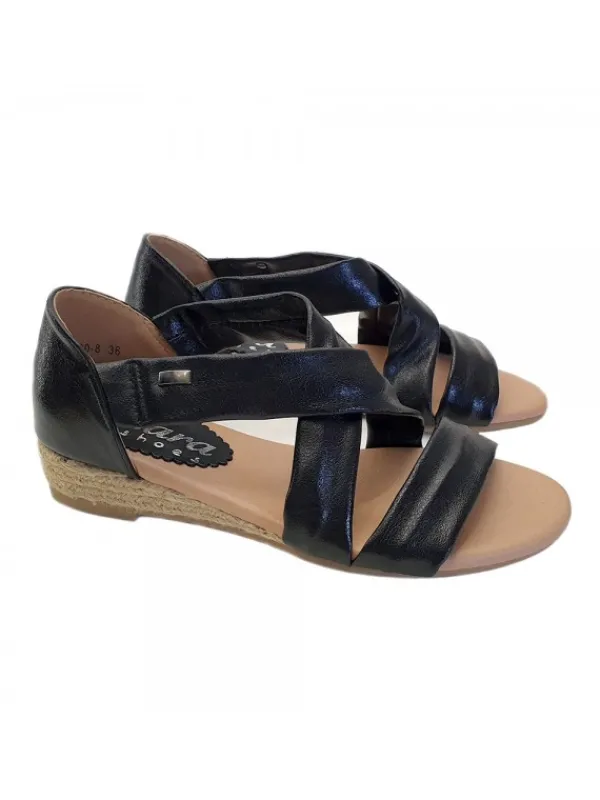 Kiara Shoes SANDALI BASSI NERI CON... Nero