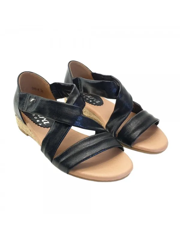 Kiara Shoes SANDALI BASSI NERI CON... Nero