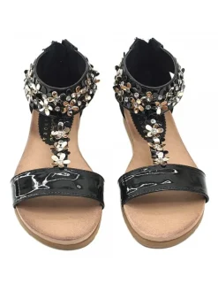 Kiara Shoes SANDALI BASSI NERI CON... Nero Discount