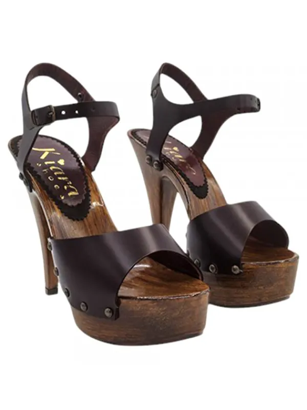 Kiara Shoes SANDALI MARRONI CON... Marrone New