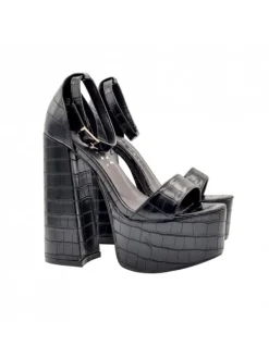 Kiara Shoes SANDALI NERI CON CINTURINO... Nero