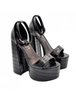 Kiara Shoes SANDALI NERI CON CINTURINO... Nero