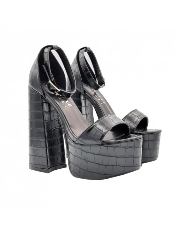 Kiara Shoes SANDALI NERI CON CINTURINO... Nero