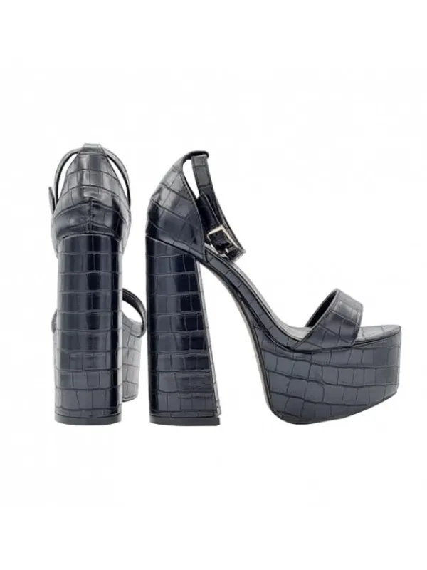 Kiara Shoes SANDALI NERI CON CINTURINO... Nero