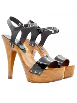 Kiara Shoes SANDALI NERI IN VERNICE CON... Nero Best