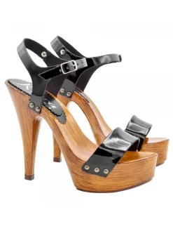 Kiara Shoes SANDALI NERI IN VERNICE CON... Nero Best