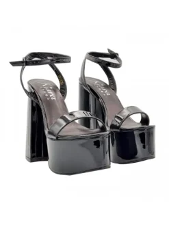 Kiara Shoes SANDALI NERI IN VERNICE CON... Nero Discount