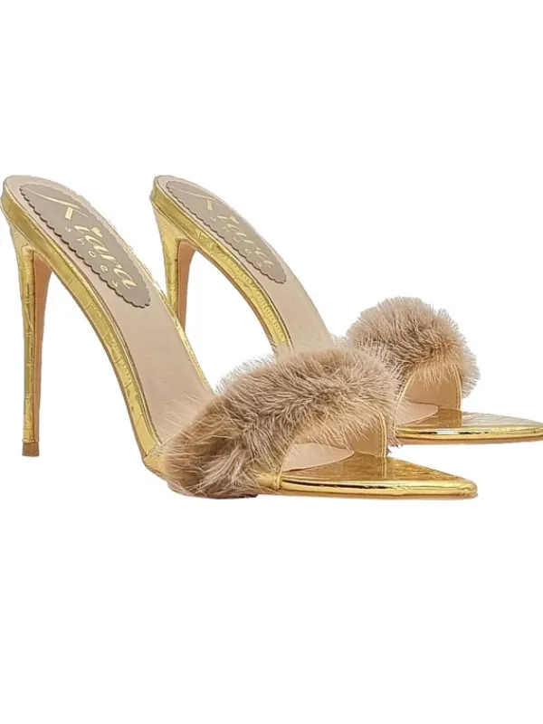 Kiara Shoes Sandali a punta con... Oro Discount