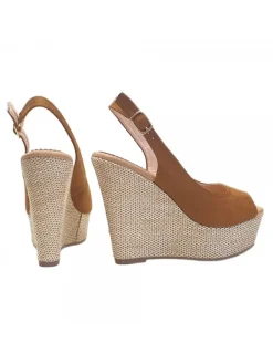 Kiara Shoes SANDALI ZEPPA MARRONE CON... Cuoio Hot