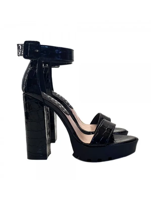 Kiara Shoes SANDALO COCCODRILLO CON... Nero Outlet