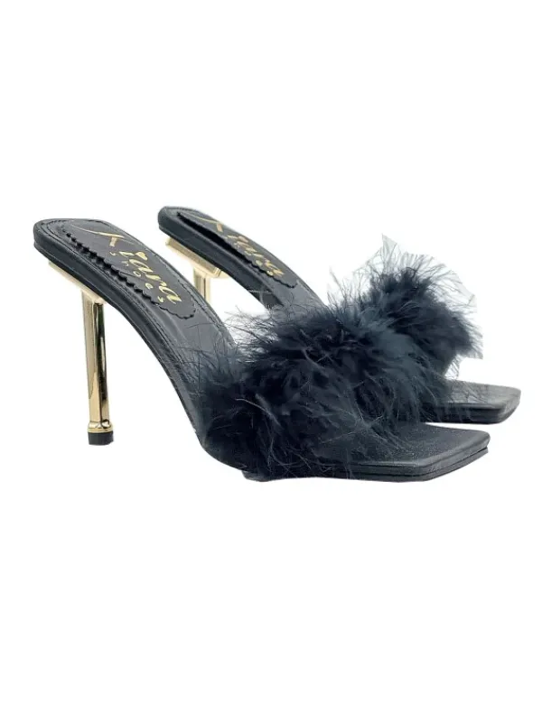 Kiara Shoes SANDALO CON PELLICCIA... Nero New