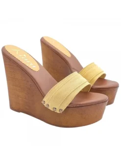 Kiara Shoes ZEPPA CON TACCO 13 CM Ocra Sale