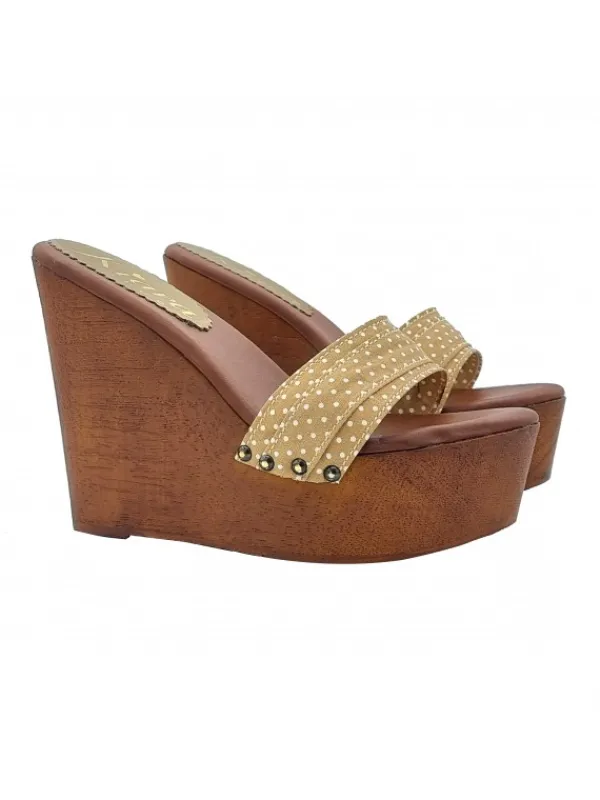 Kiara Shoes ZEPPE ALTE A POIS COLOR Taupe Hot