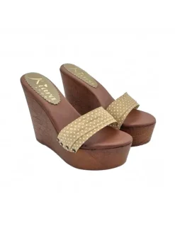 Kiara Shoes ZEPPE ALTE A POIS COLOR Taupe Hot