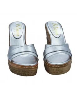 Kiara Shoes ZEPPE IN PELLE CON... Argento Clearance