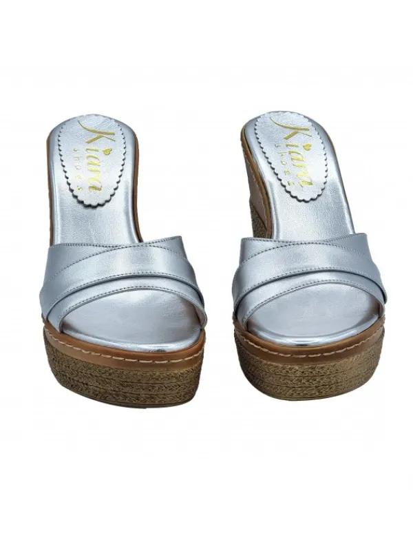Kiara Shoes ZEPPE IN PELLE CON... Argento Clearance
