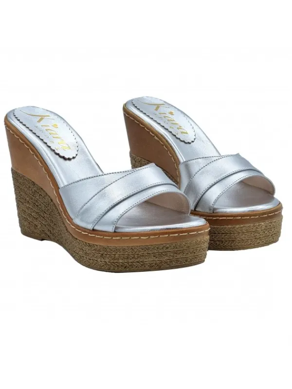 Kiara Shoes ZEPPE IN PELLE CON... Argento Clearance