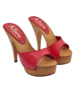 Kiara Shoes ZOCCOLI ALTI ROSSI IN PELLE Rosso