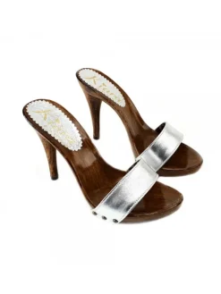 Kiara Shoes ZOCCOLI IN PELLE Argento Sale