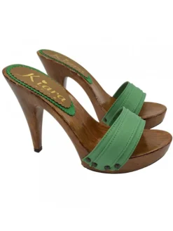 Kiara Shoes Zoccoli Artigianali con... Verde Discount