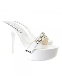 Kiara Shoes ZOCCOLI BIANCHI CON BORCHIE BIANCO Sale